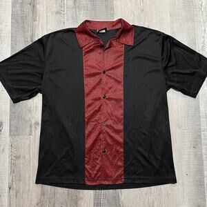 VTG Plastix Idol Black/Red Cheetah Disco Clubbing Casino Party 90s Button Shirt